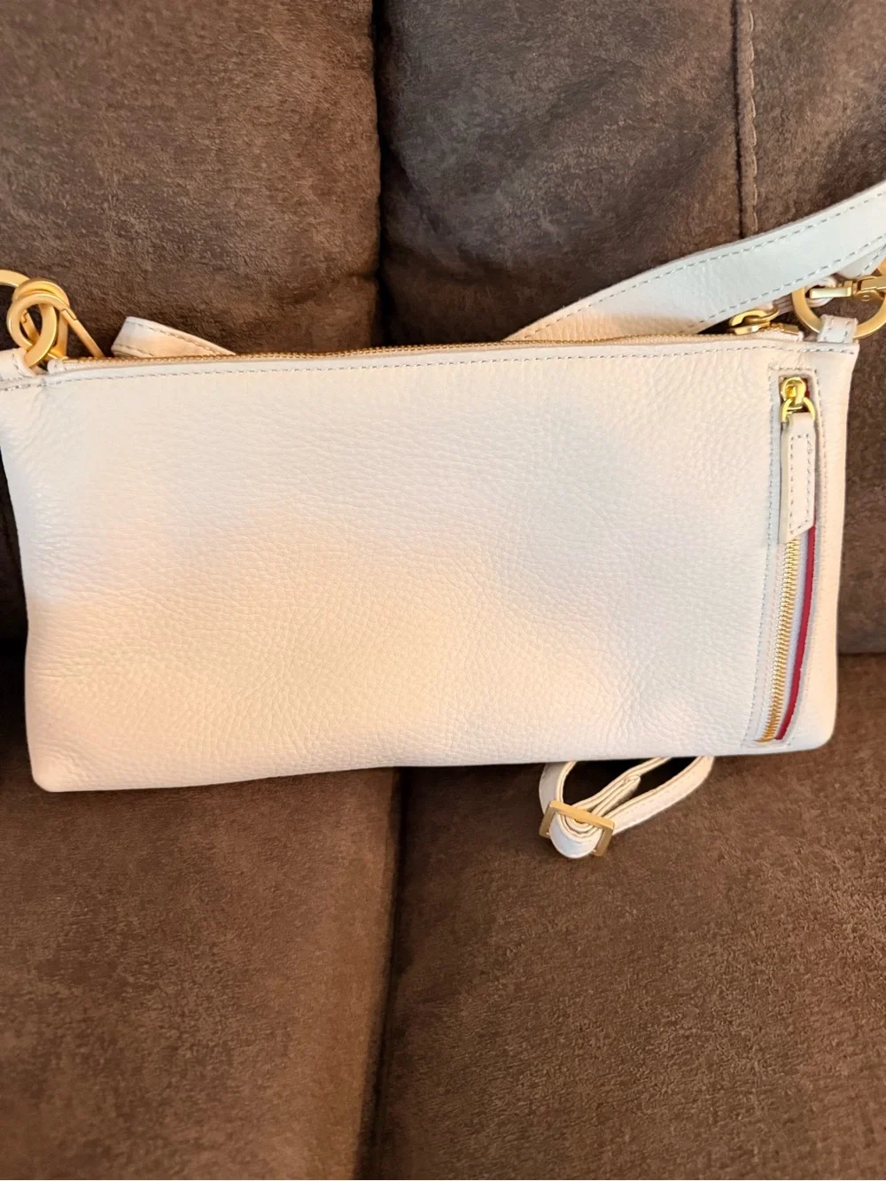 Hammitt Pebbled Leather Crossbody in Cream with Gold Studs - Picture 3 of 4
